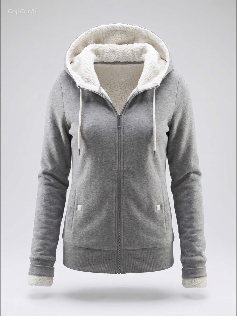 Bench Women's Gray Zip-Up Sherpa-Lined Hoodie
